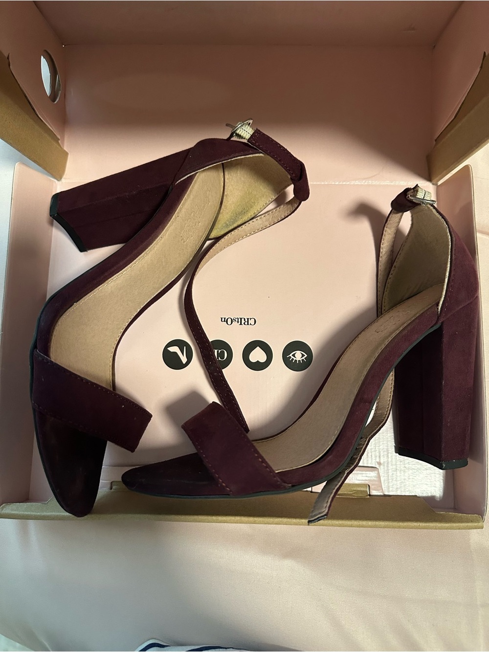 Women's Burgundy Block Heel Sandals